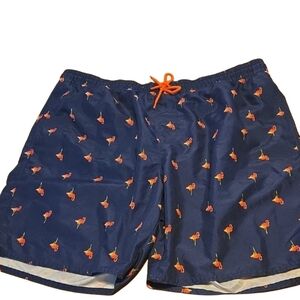 Old Navy Blue Swim Trunks with Pink Flamingos!